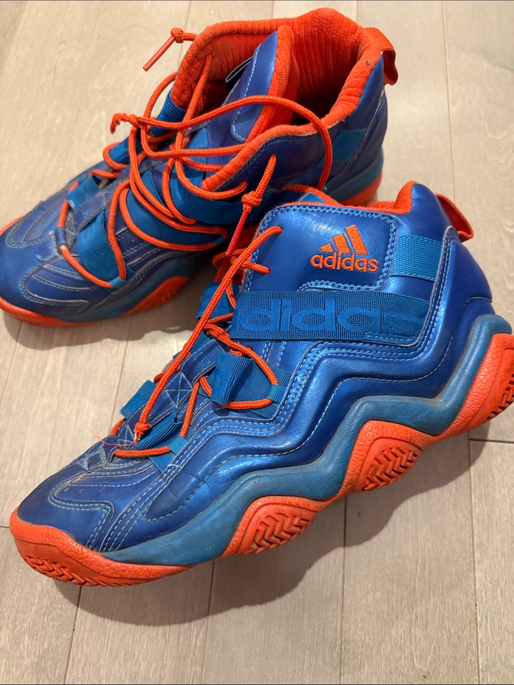 adidas Blue and Orange Men's High-Top Athletic Sneakers